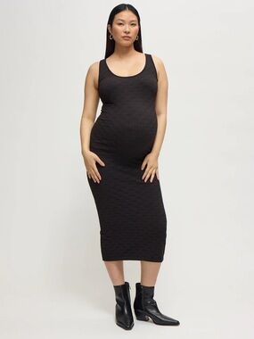Seamless Midi Black Maternity Dress M